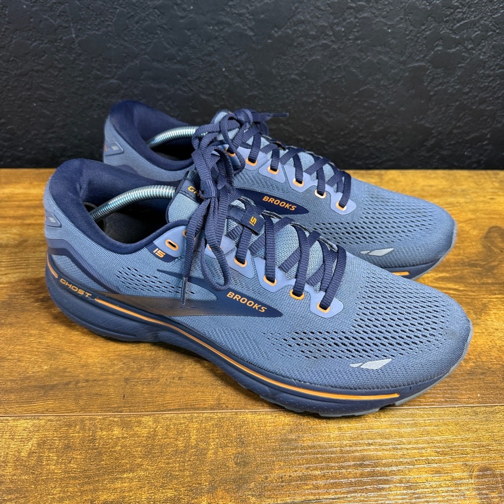 Brooks Ghost 15 1103931D025 Blue Orange Mesh Running Shoes Mens 11.5 D